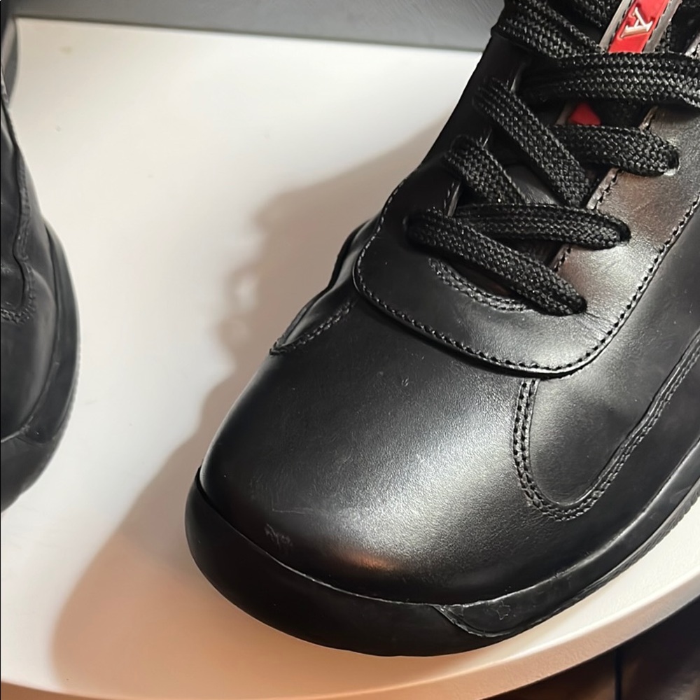Prada Calzature Men's Black Leather Sneakers - Picture 5 of 6